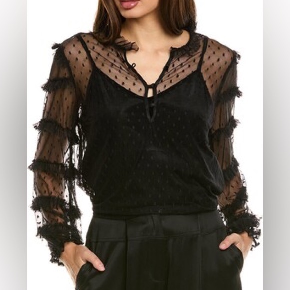 Tyler Boe Elegant Black Sheer Women's Top - Picture 1 of 4